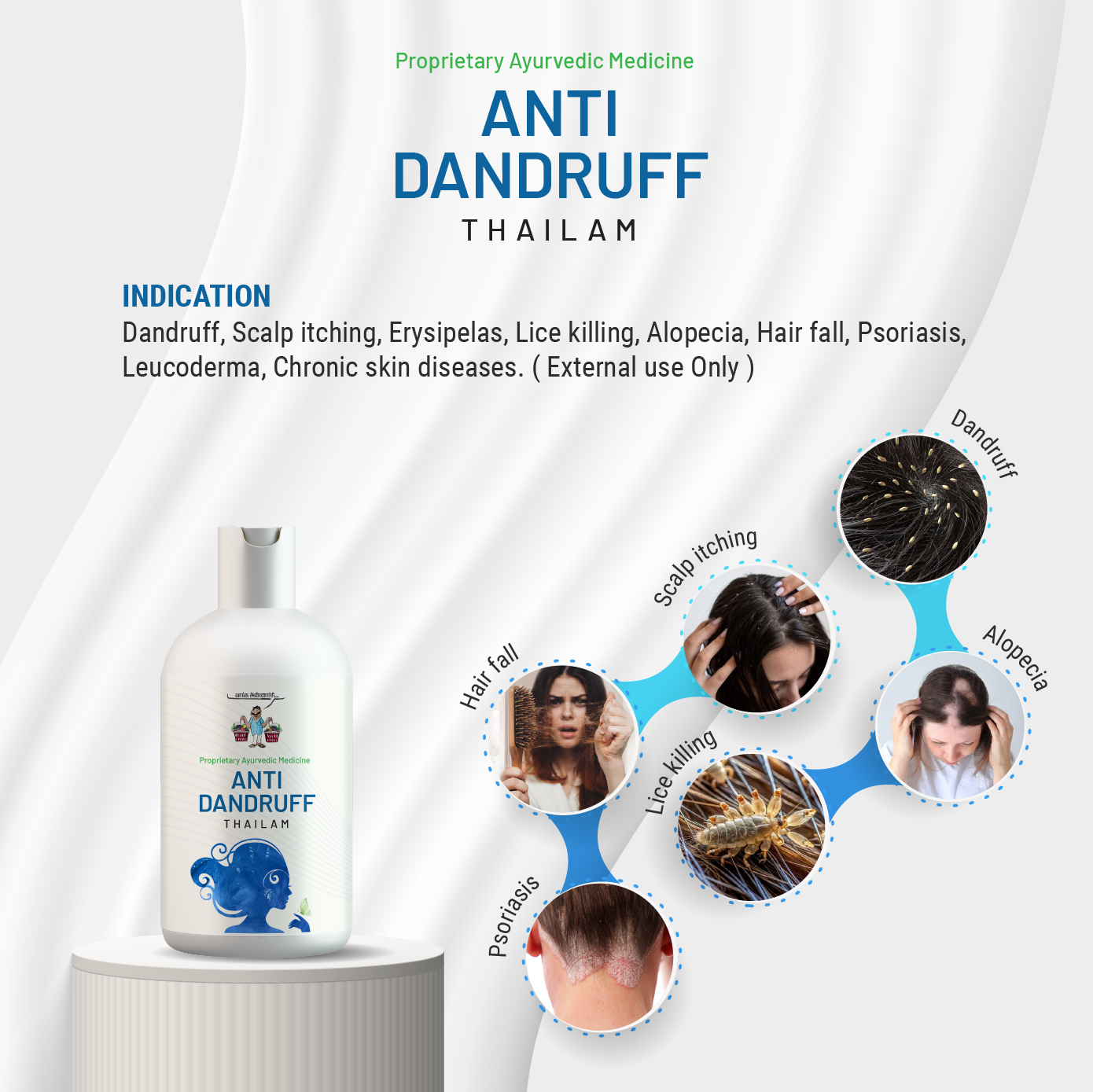 Anti-Dandruff Thailam - Ayurvedic Oil for Dandruff, Itchy Scalp, Lice & Hair Fall