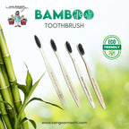 Bamboo Toothbrush with Soft Charcoal Bristles - 4 Piece