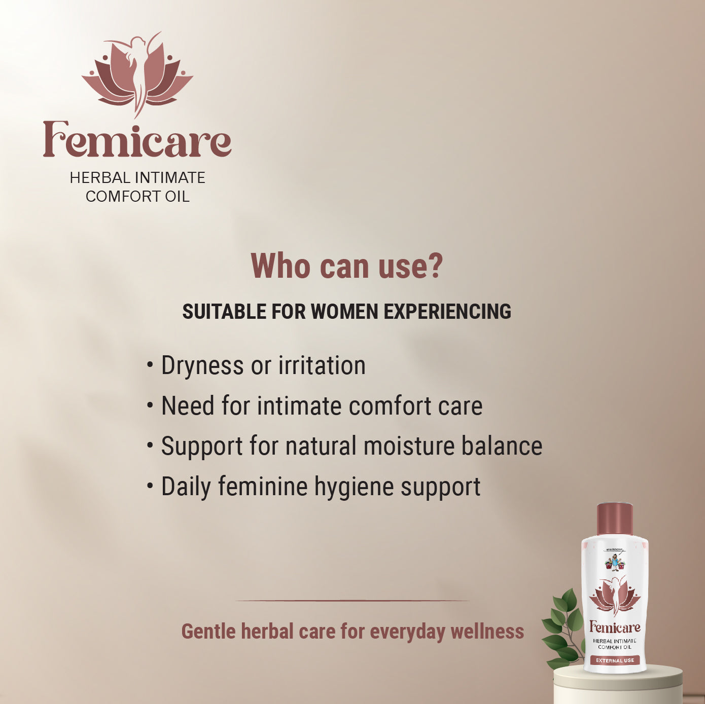 Femicare Herbal Intimate Comfort Oil | Daily Feminine Care | External Use