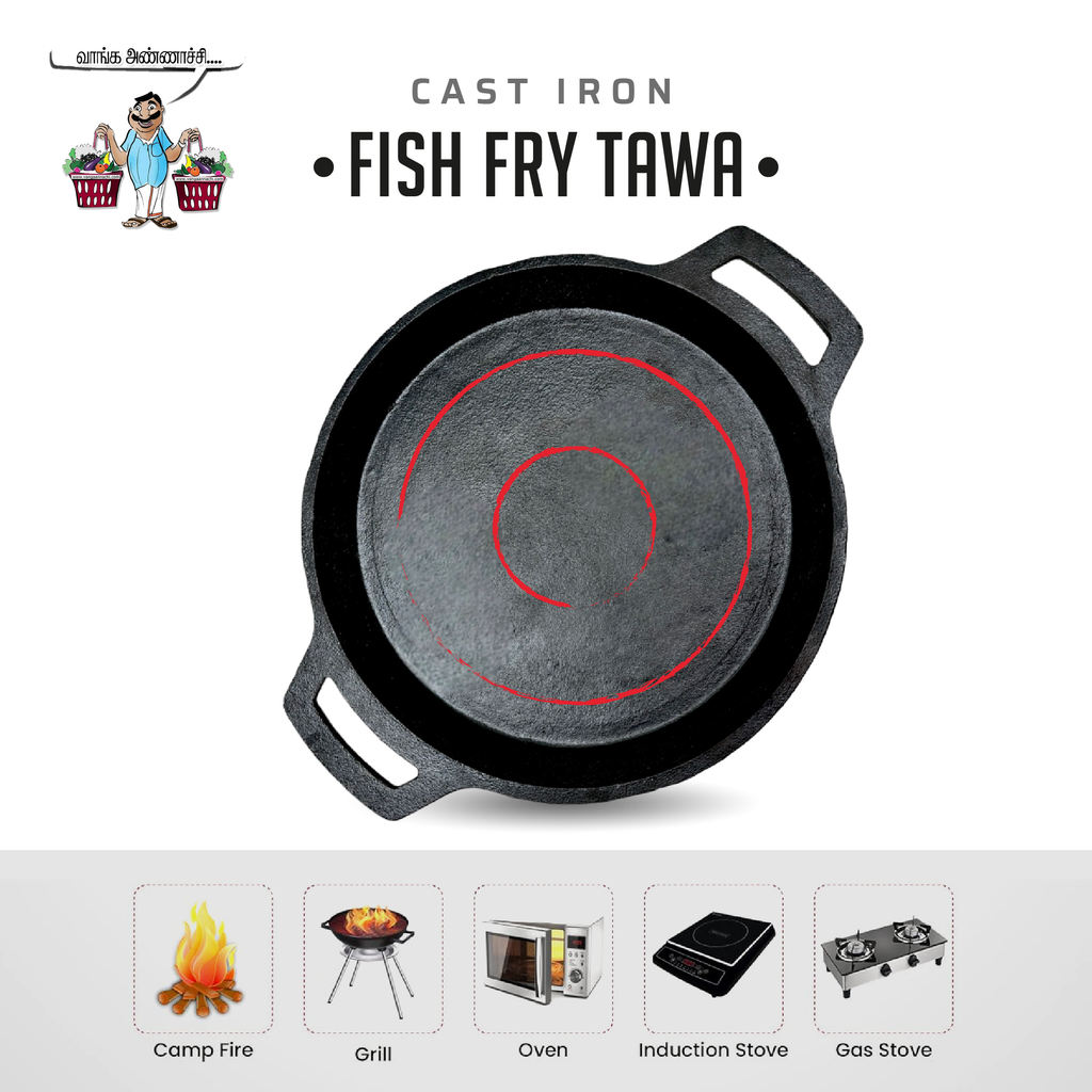 Best Cast Iron Products for Healthy Cooking - Premium Cast Iron Fish Fry Tawa