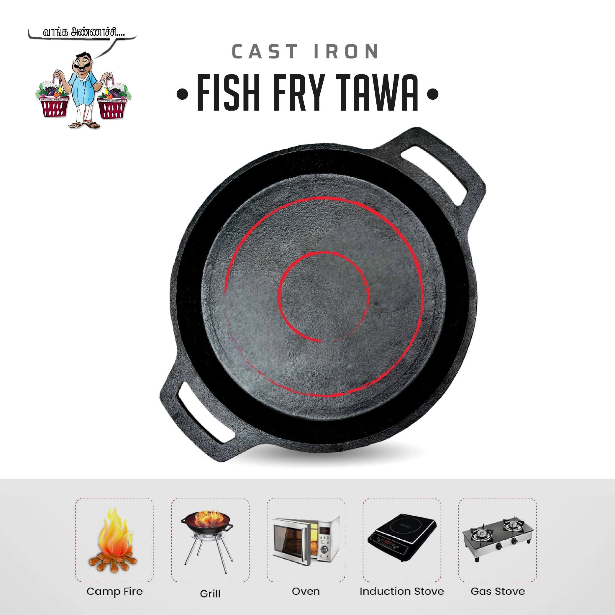 Best Cast Iron Products for Healthy Cooking - Premium Cast Iron Fish Fry Tawa