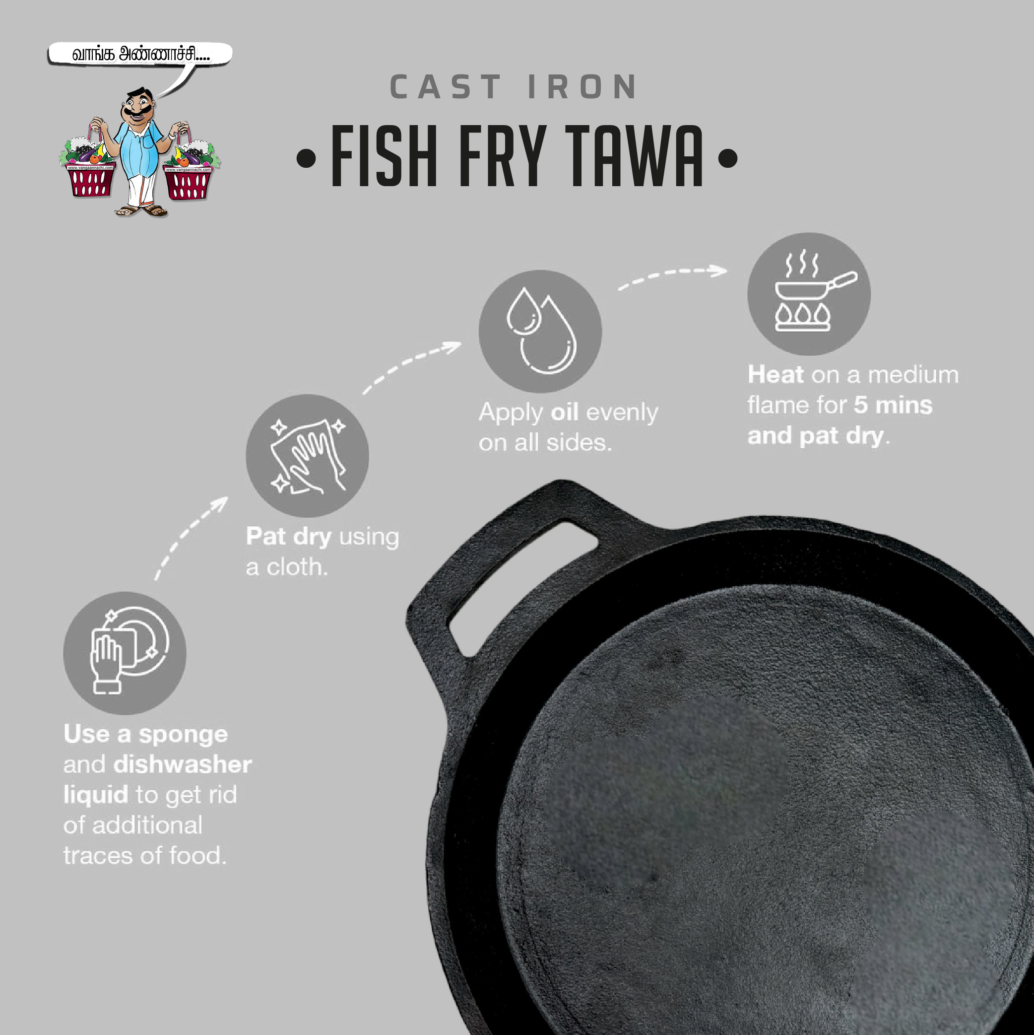 Best Cast Iron Products for Healthy Cooking - Premium Cast Iron Fish Fry Tawa