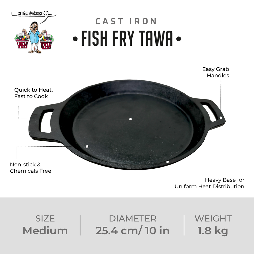 Best Cast Iron Products for Healthy Cooking - Premium Cast Iron Fish Fry Tawa