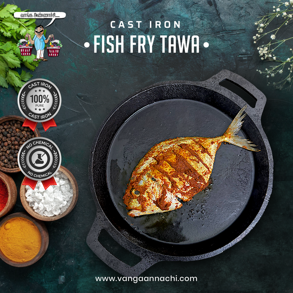 Best Cast Iron Products for Healthy Cooking - Premium Cast Iron Fish Fry Tawa