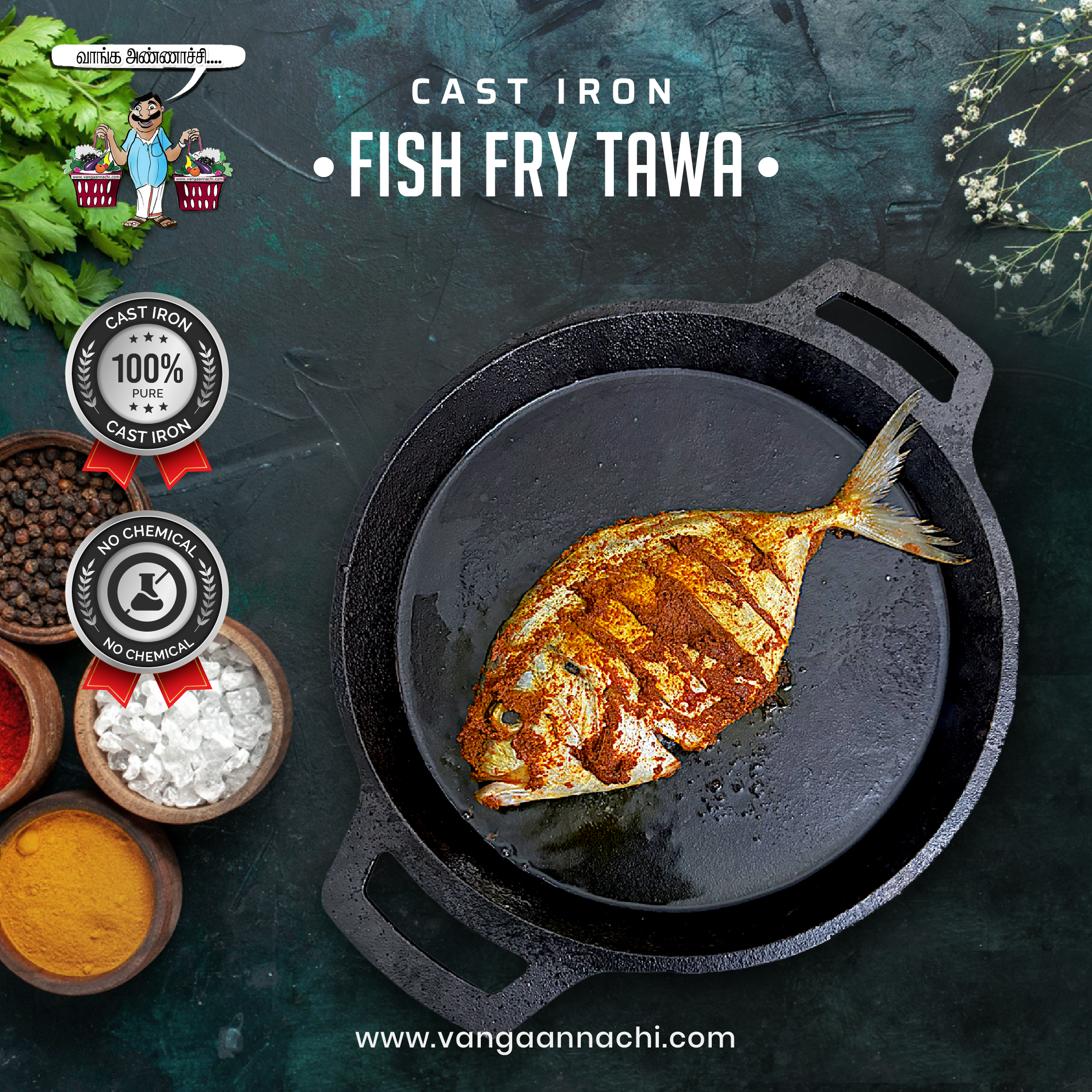 Best Cast Iron Products for Healthy Cooking - Premium Cast Iron Fish Fry Tawa