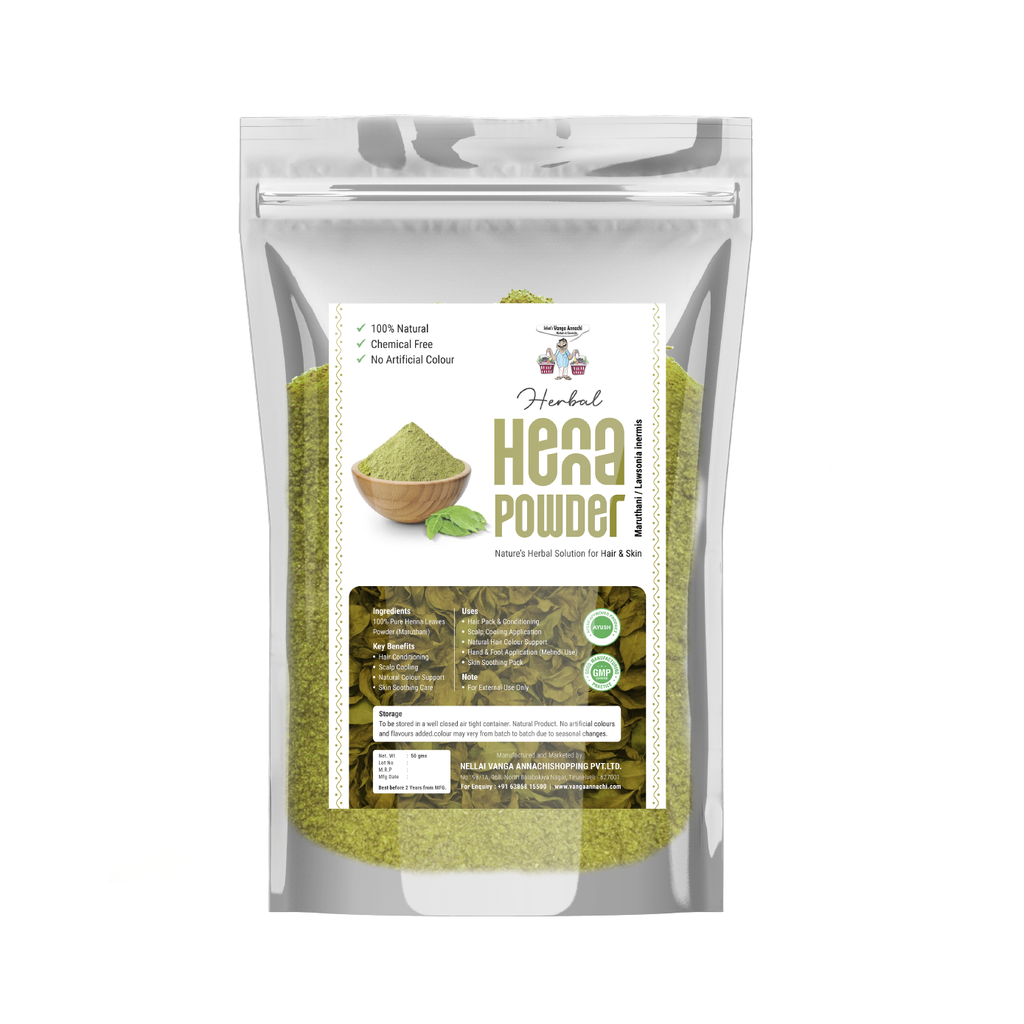 Herbal Henna Powder (Maruthani) – 100% Pure Henna Leaves Powder for Hair & Skin