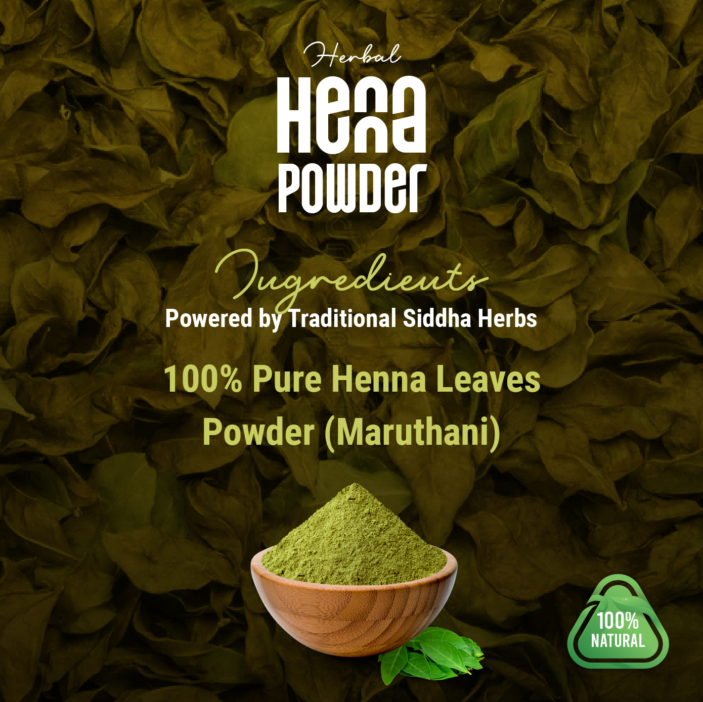 Herbal Henna Powder (Maruthani) – 100% Pure Henna Leaves Powder for Hair & Skin
