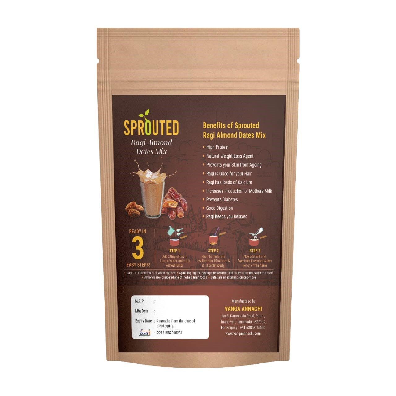 Sprouted Ragi Almond Mix