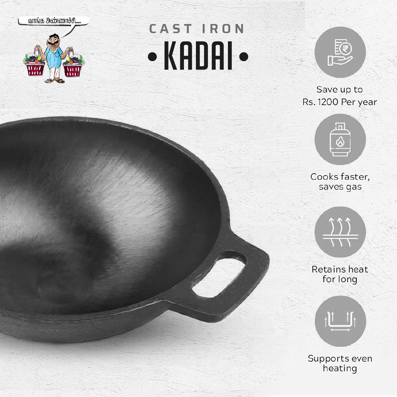 Premium Toxin-Free Cast Iron Products - Kadai