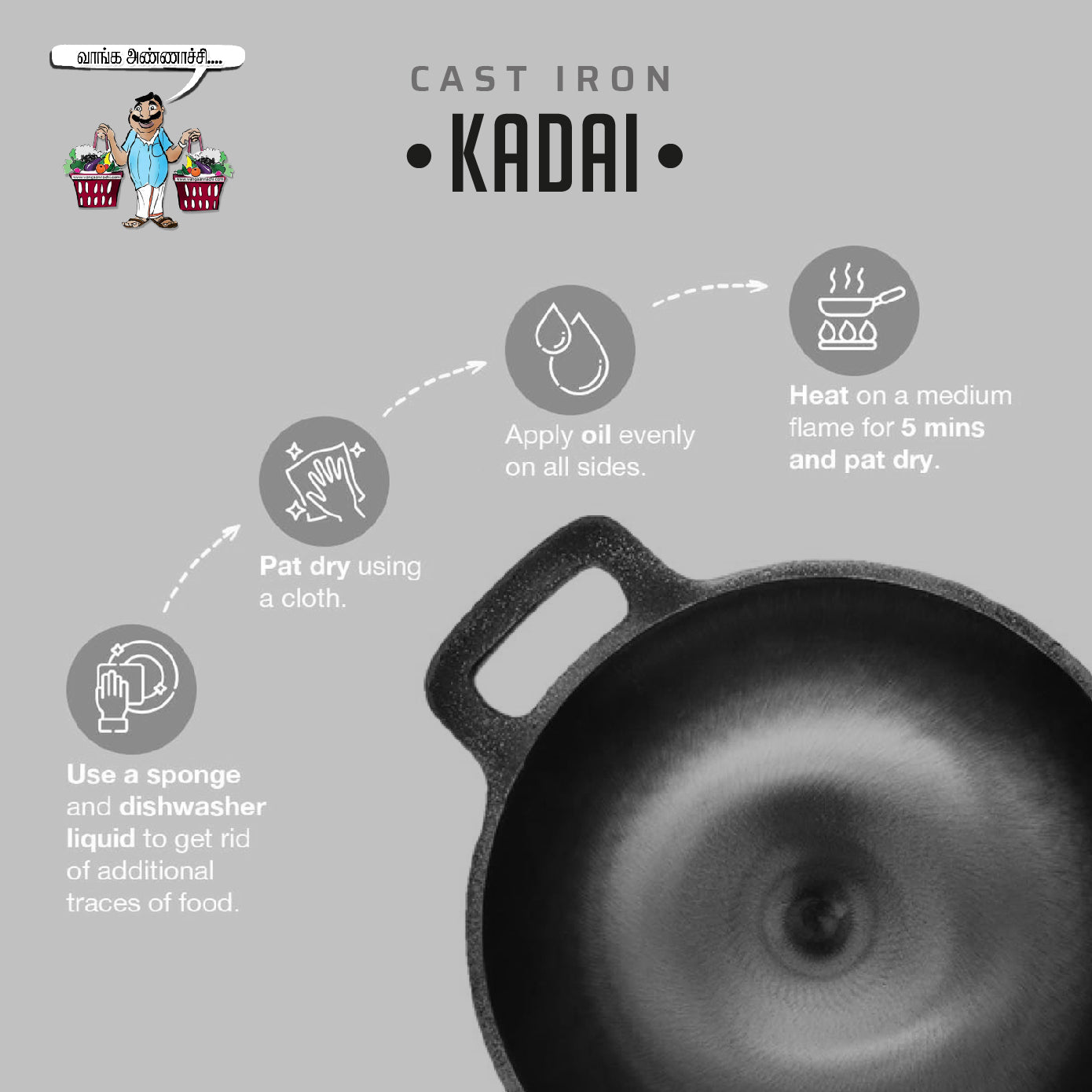 Premium Toxin-Free Cast Iron Products - Kadai