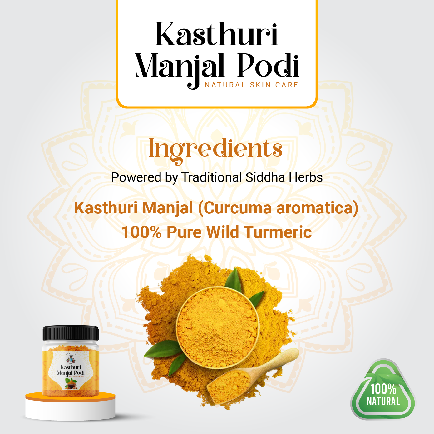 Kasthuri Manjal Podi (Pure Wild Turmeric Powder) | 100% Natural Skin Care for Glowing Face & Body