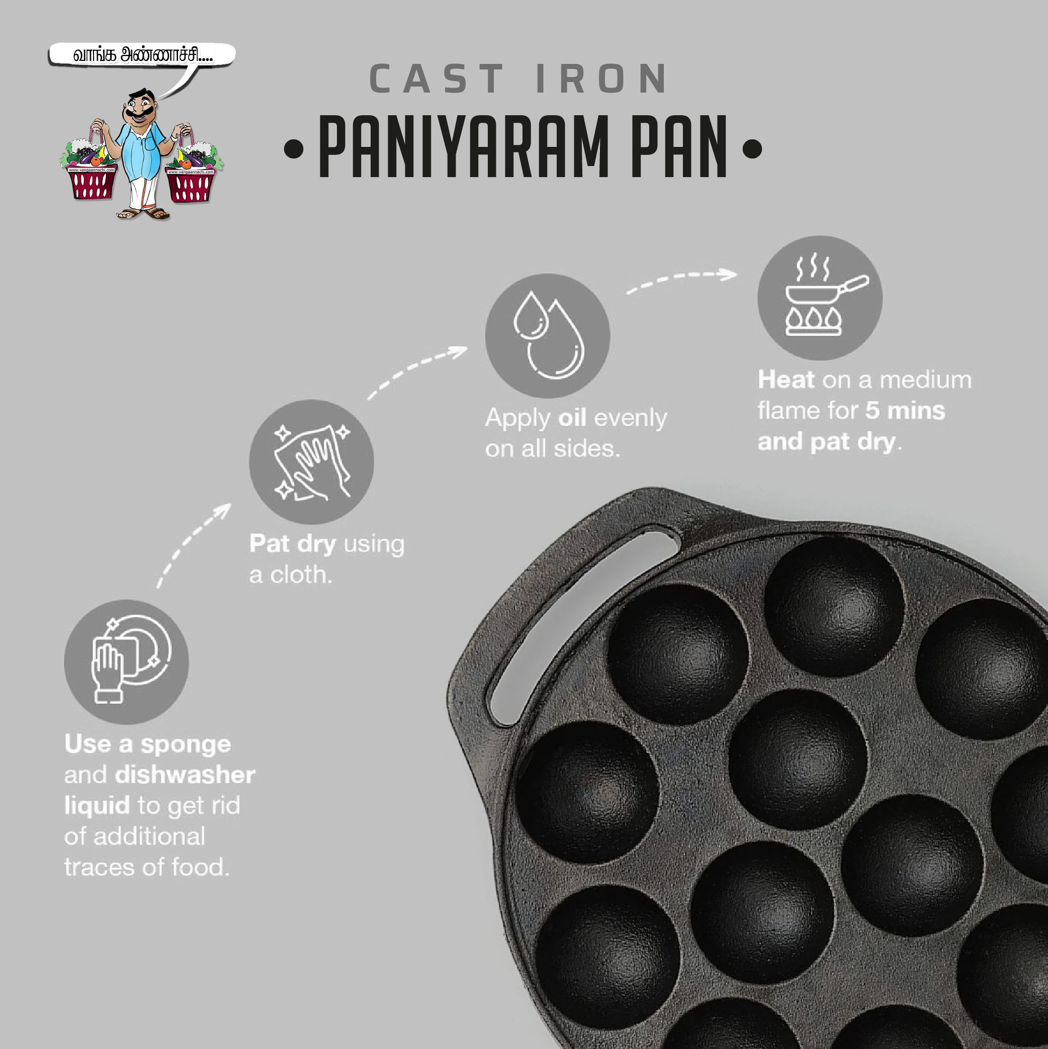 Cast Iron Paniyaram Pan