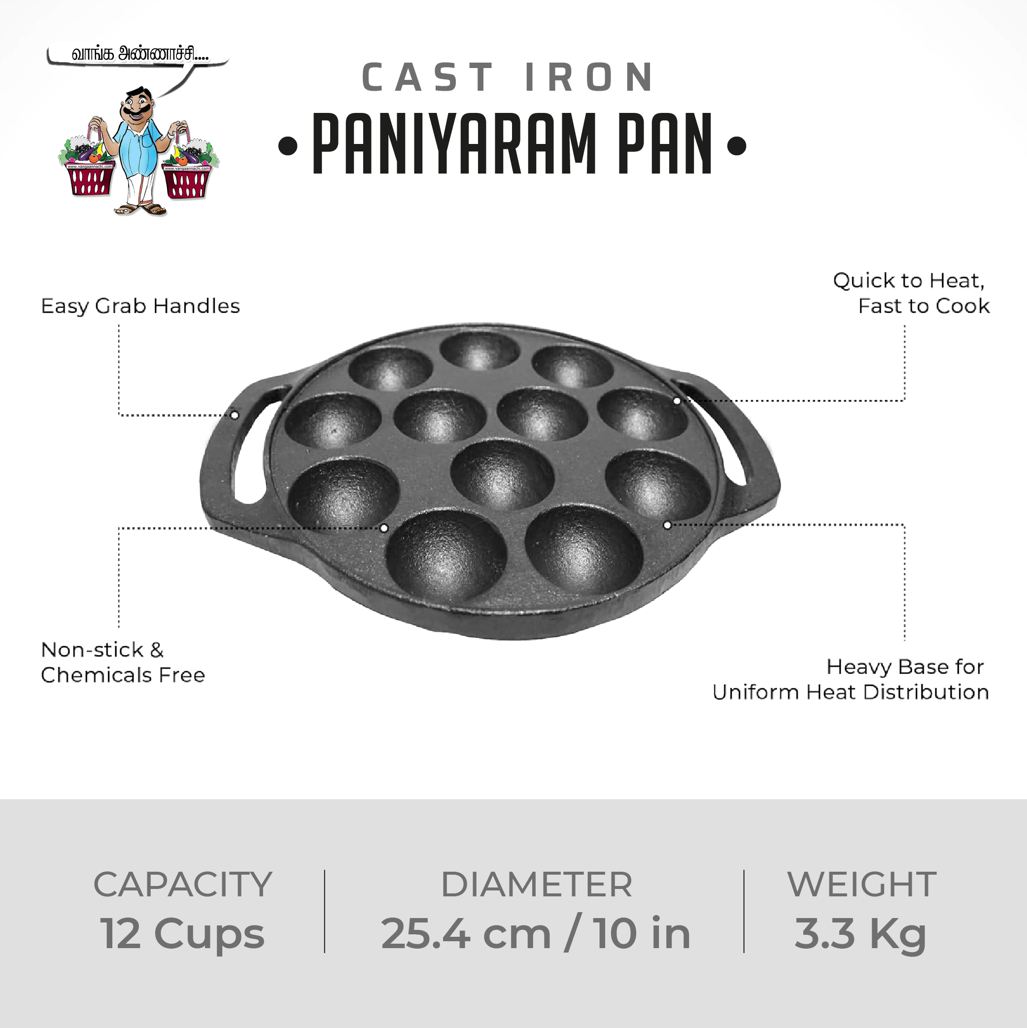 Cast Iron Paniyaram Pan