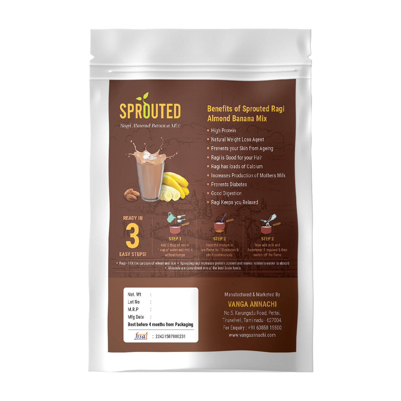 Sprouted Ragi Almond Banana Mix 250g