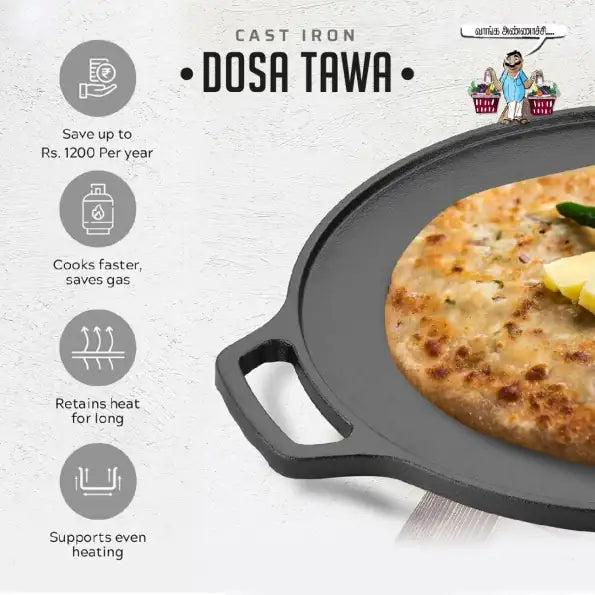 Nonstick & Toxin-Free Cast Iron Products - Roti/Dosa Tawa