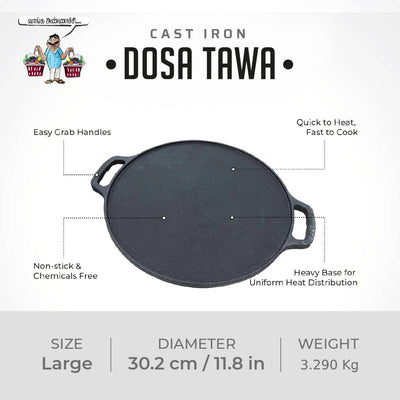 Nonstick & Toxin-Free Cast Iron Products - Roti/Dosa Tawa