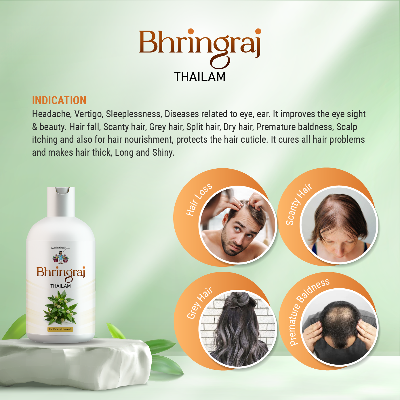 Bhringraj Thailam – Ayurvedic Hair Oil for Hair Fall, Grey Hair & Baldness