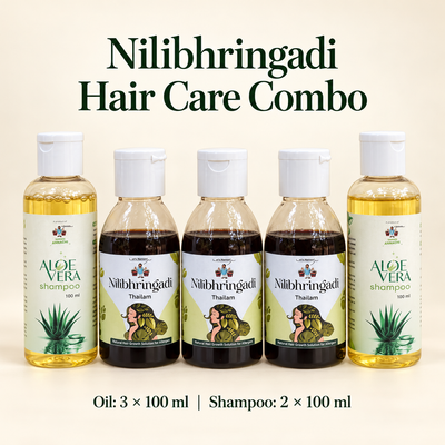 Nilibhringadi Hair Care Combo – 300 ml Oil + 200 ml Aloe Vera Shampoo