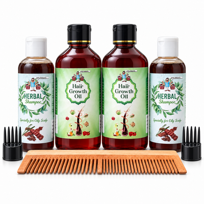 Hair Growth Oil + Herbal Shampoo Family Combo with Neem Comb (500 ml + 200 ml)