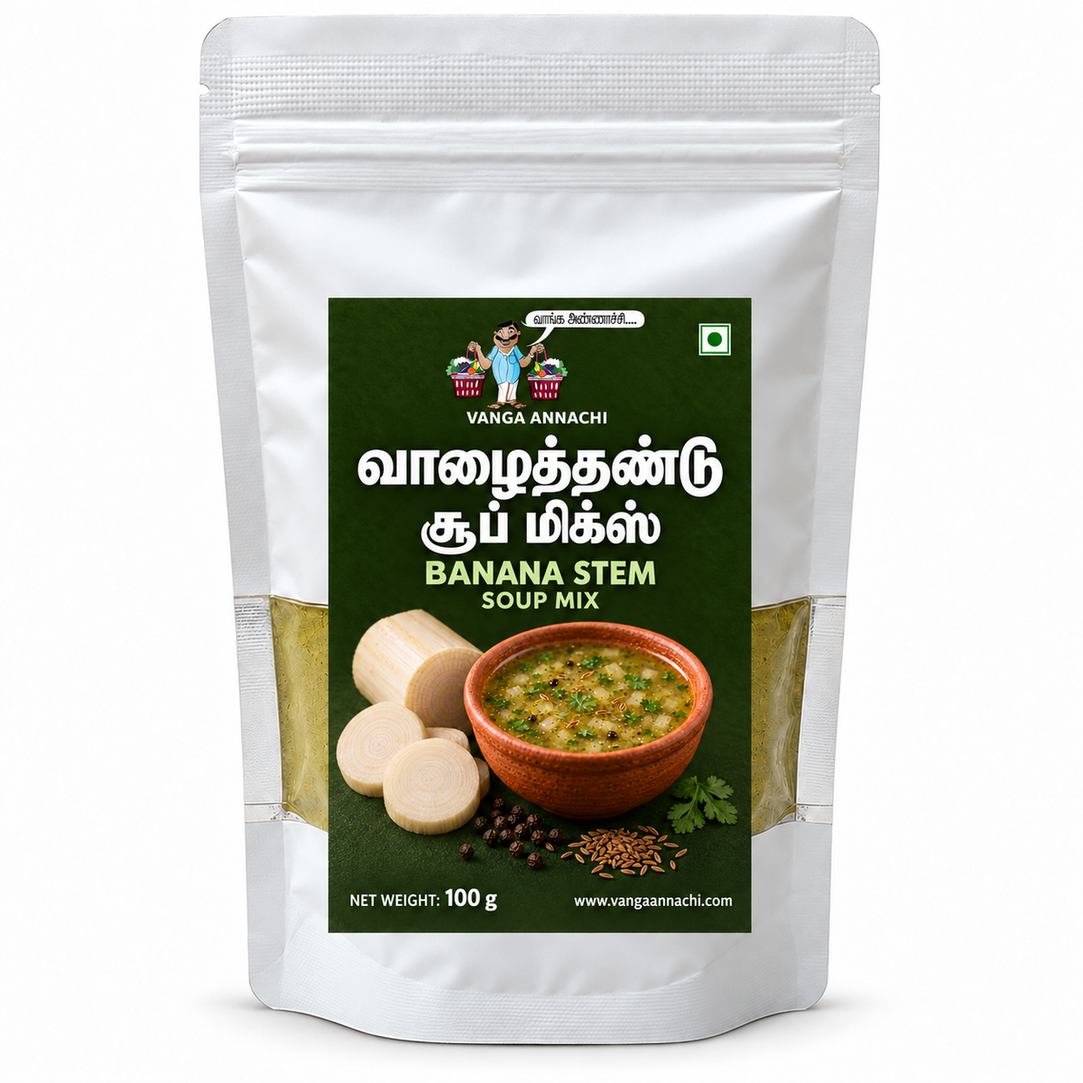Vanga Annachi Banana Stem Soup Mix 100 g pouch mockup