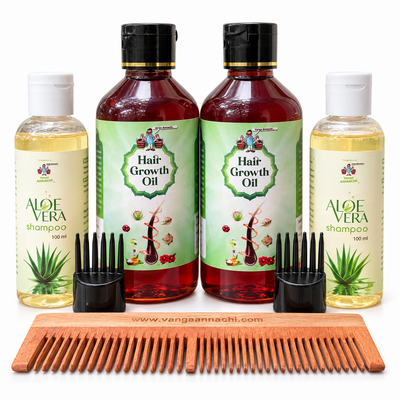 Family Hair Care Kit – 500 ml Hair Oil + 200 ml Aloe Vera Shampoo