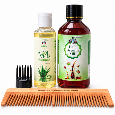 Hair Care Starter Kit – 250 ml Hair Oil + 100 ml Aloe Vera Shampoo