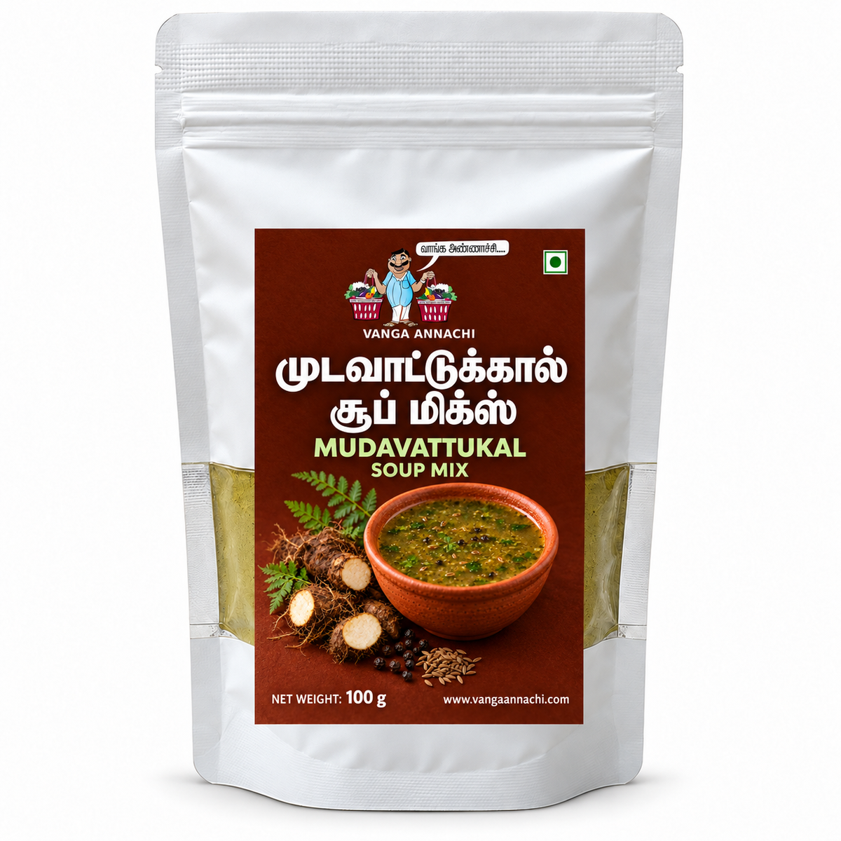 Vanga Annachi Mudavattukal Soup Mix 100 g pouch mockup